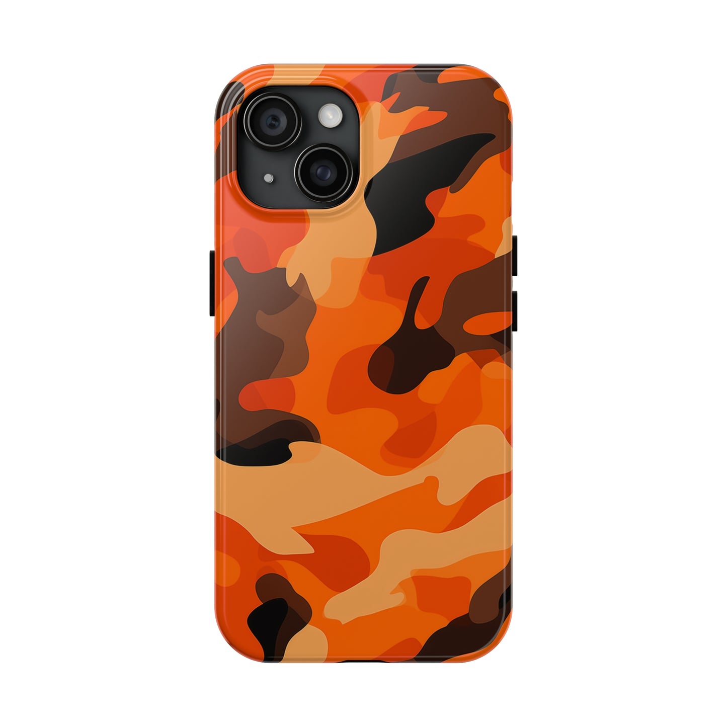 Orange Camouflage, iPhone 7, 8, X, 11, 12, 13, 14, 15+ case.