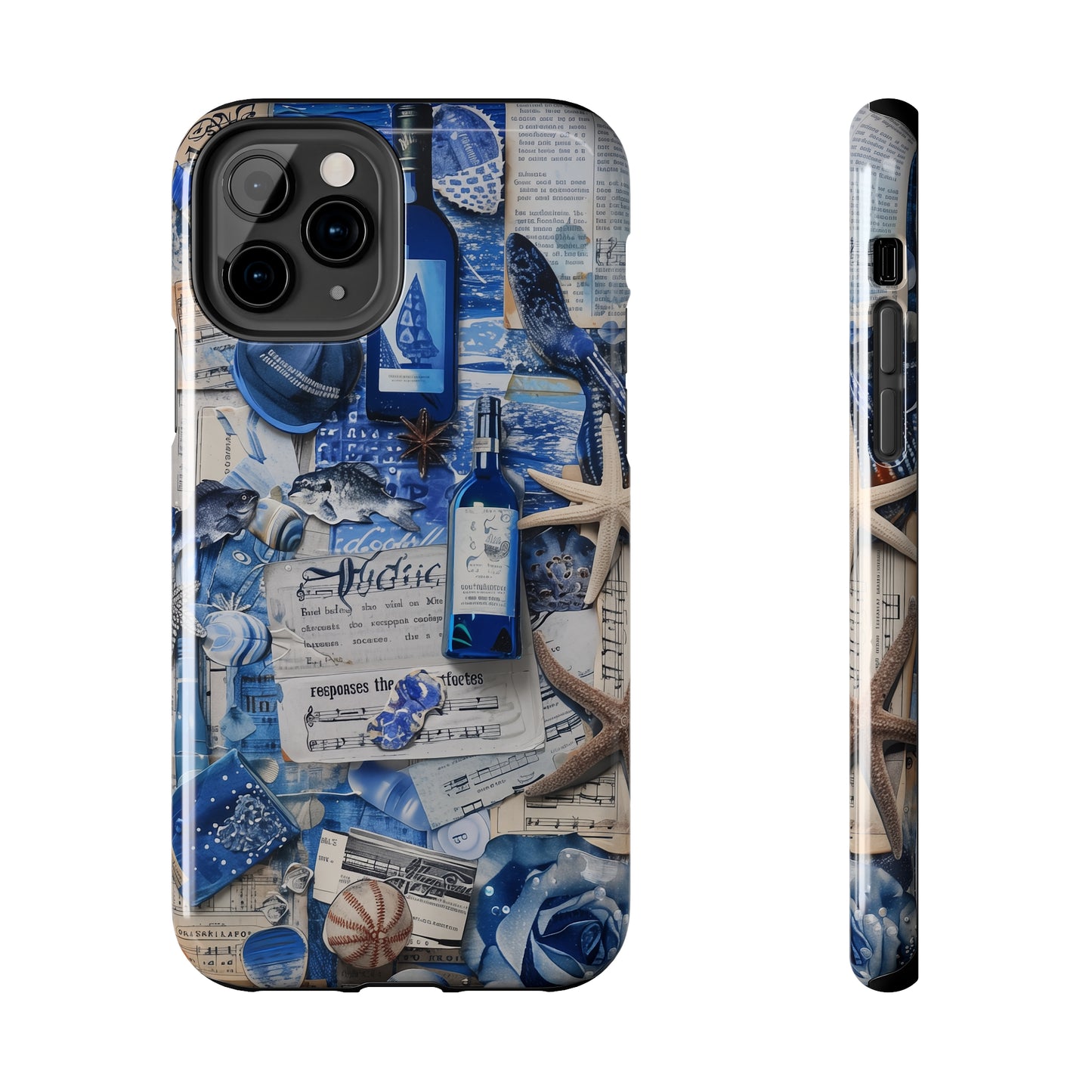 Various blue collage 03, iPhone 7, 8, X, 11, 12, 13, 14, 15+ case.