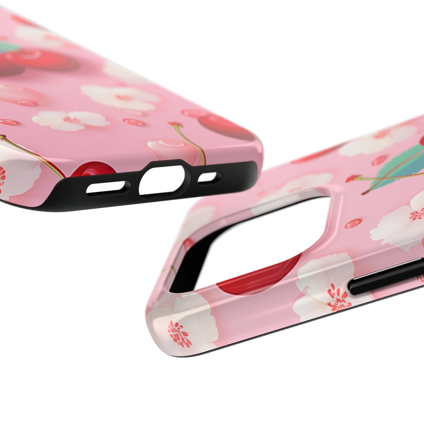 Cherries and Cherry Blossoms #02, iPhone 7, 8, X, 11, 12, 13, 14, 15+ case.