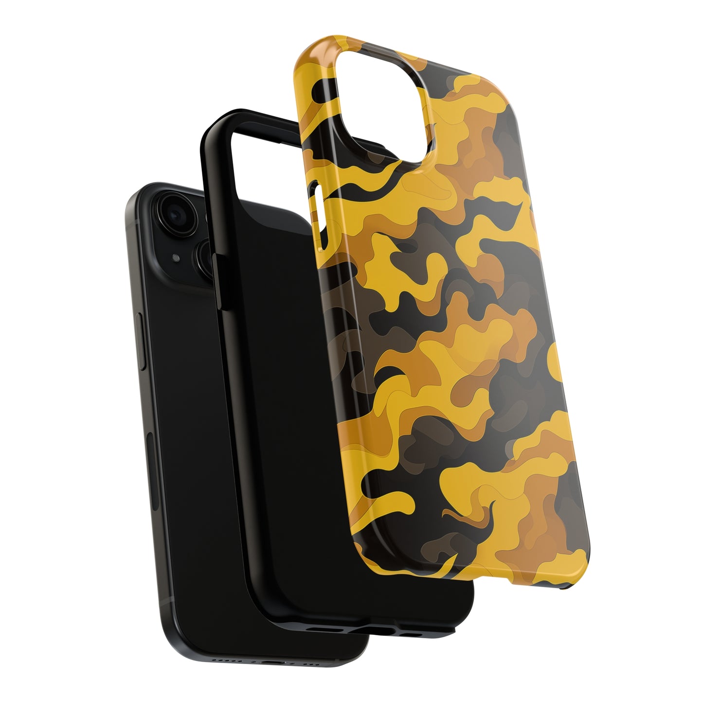 Yellow Camouflage, iPhone 7, 8, X, 11, 12, 13, 14, 15+ case.