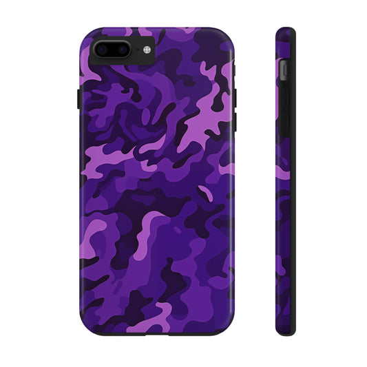 Purple Camouflage, iPhone 7, 8, X, 11, 12, 13, 14, 15+ case.