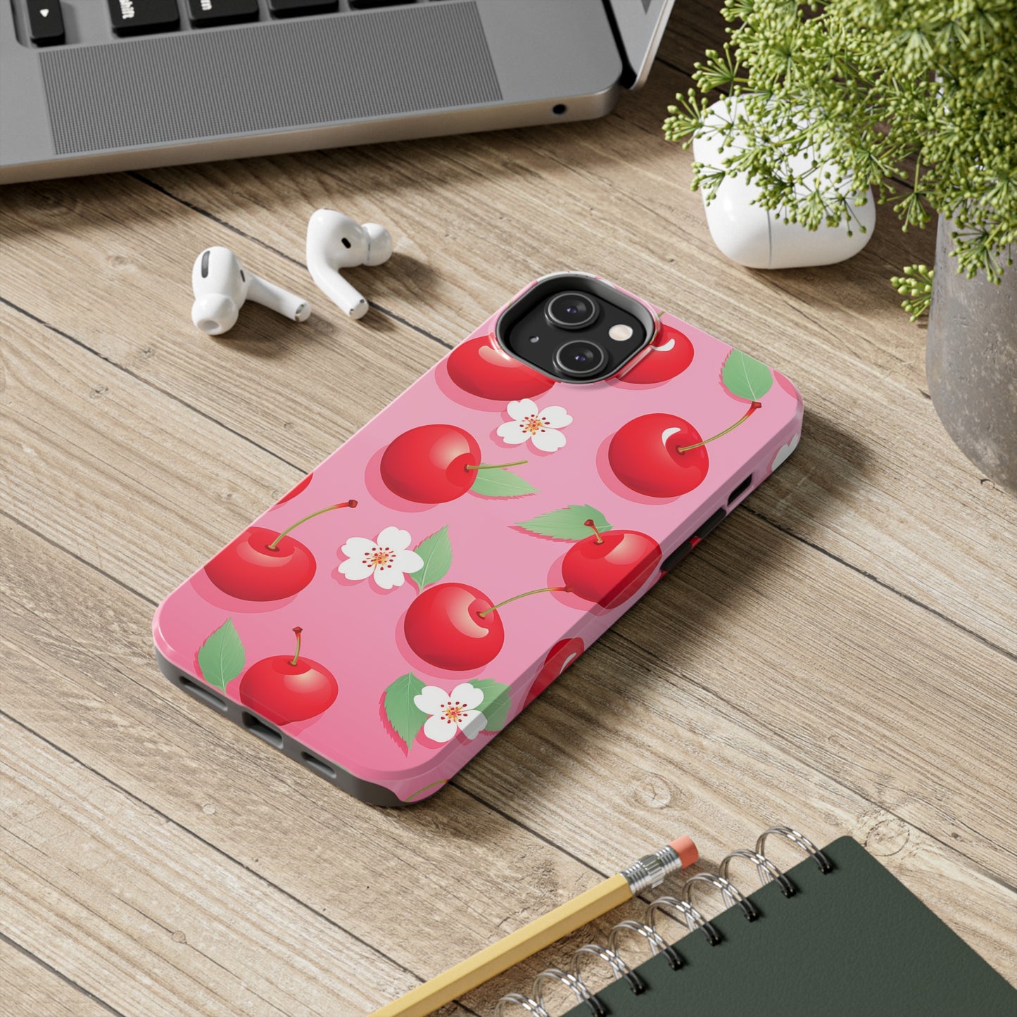 Cherries and Cherry Blossoms #03, iPhone 7, 8, X, 11, 12, 13, 14, 15+ case.