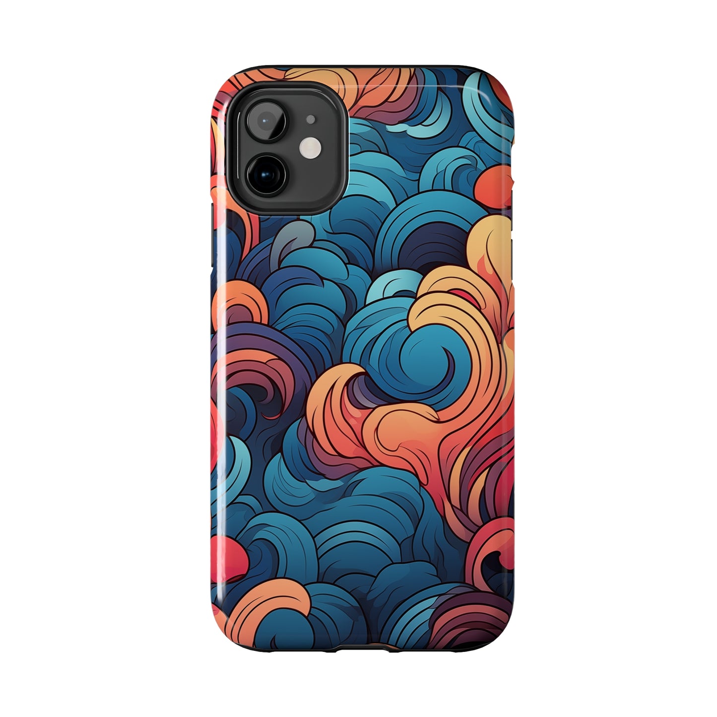 Abstract Swirls, iPhone 7, 8, X, 11, 12, 13, 14, 15+ case.