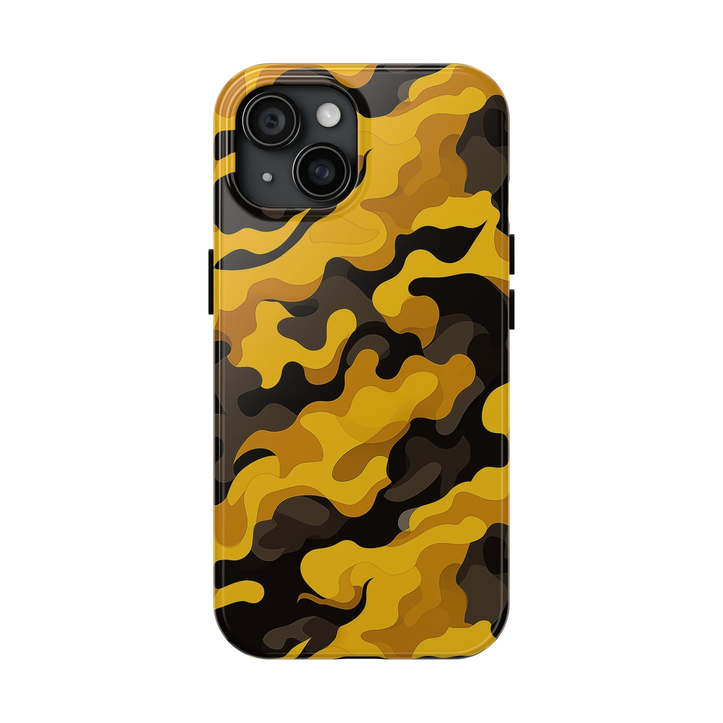 Yellow Camouflage, iPhone 7, 8, X, 11, 12, 13, 14, 15+ case.