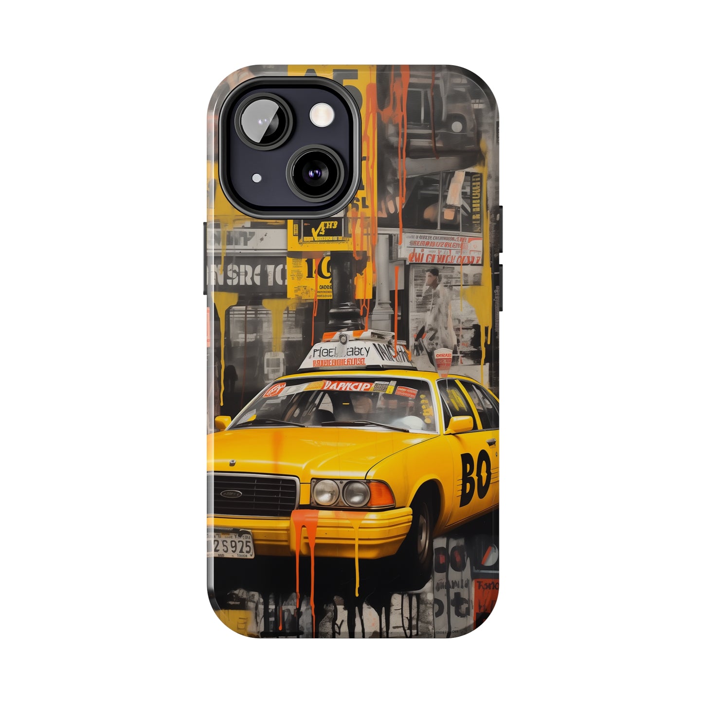 New York City, taxi cab, iPhone 7, 8, X, 11, 12, 13, 14, 15+ case.