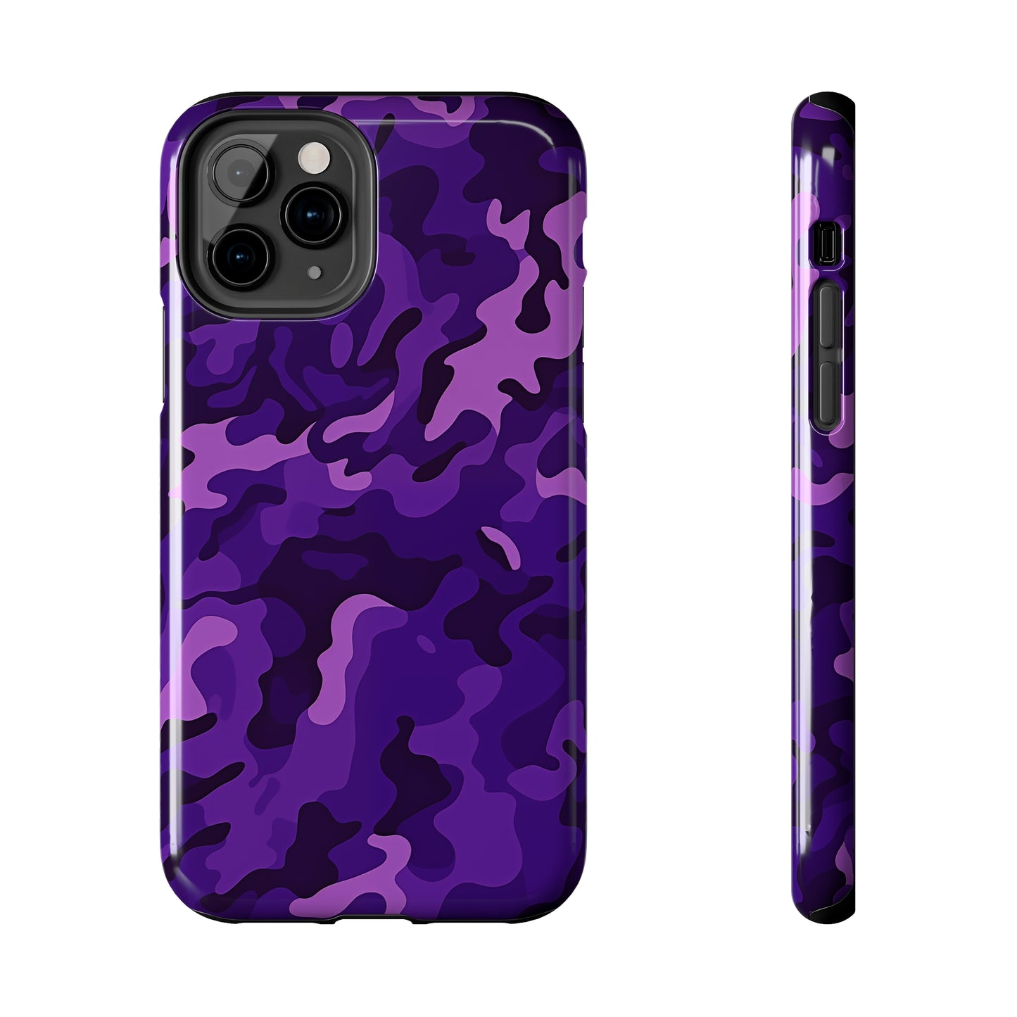 Purple Camouflage, iPhone 7, 8, X, 11, 12, 13, 14, 15+ case.