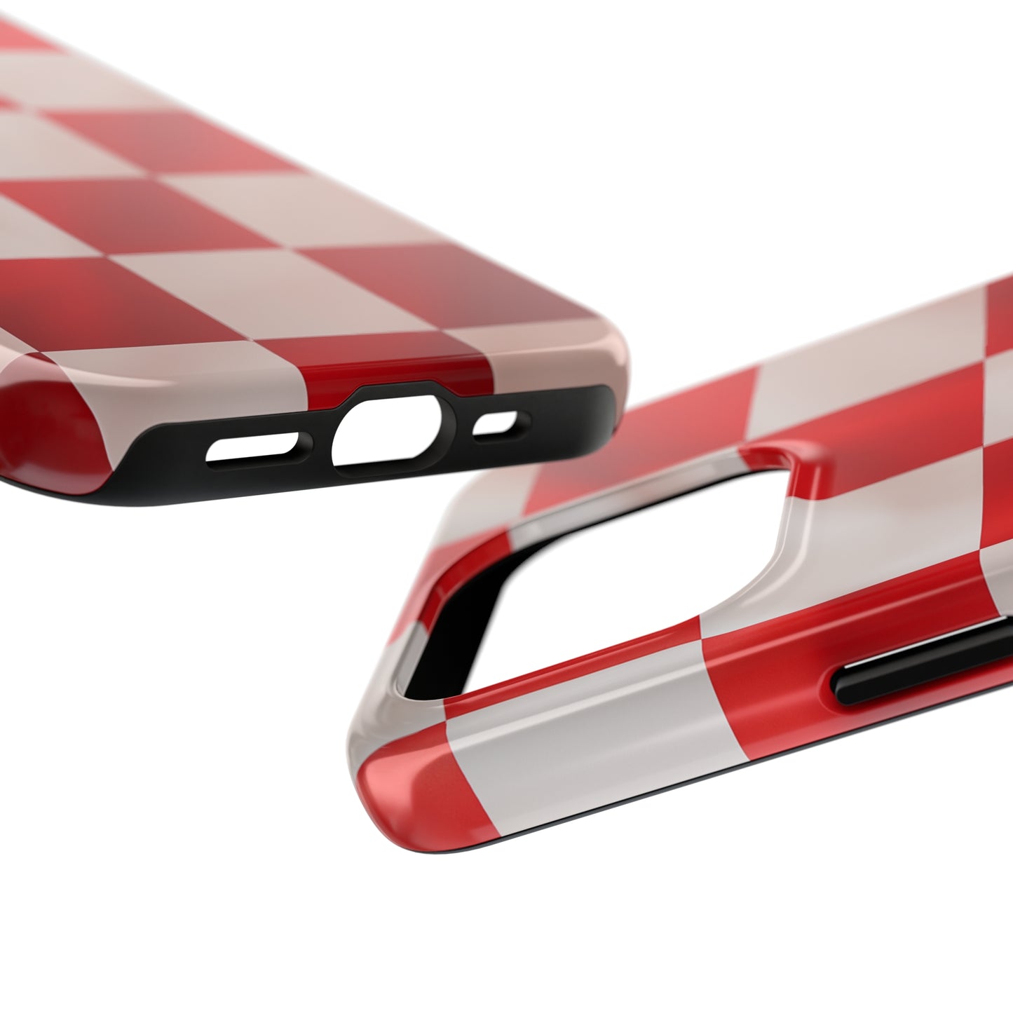 Checkered red, iPhone 7, 8, X, 11, 12, 13, 14, 15+ case.