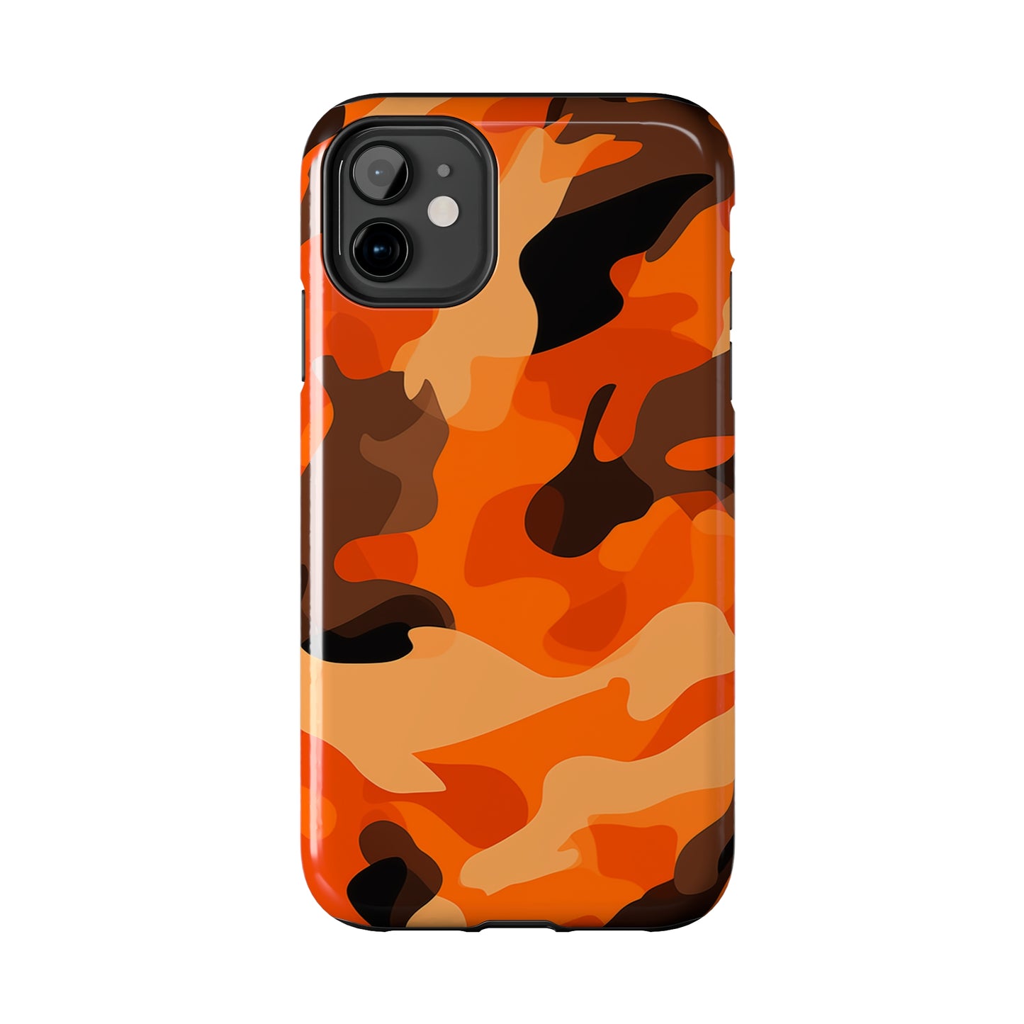 Orange Camouflage, iPhone 7, 8, X, 11, 12, 13, 14, 15+ case.