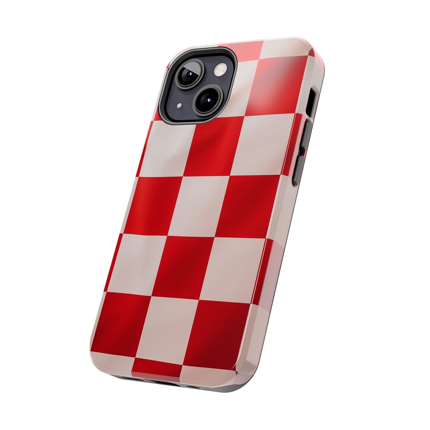 Checkered red, iPhone 7, 8, X, 11, 12, 13, 14, 15+ case.