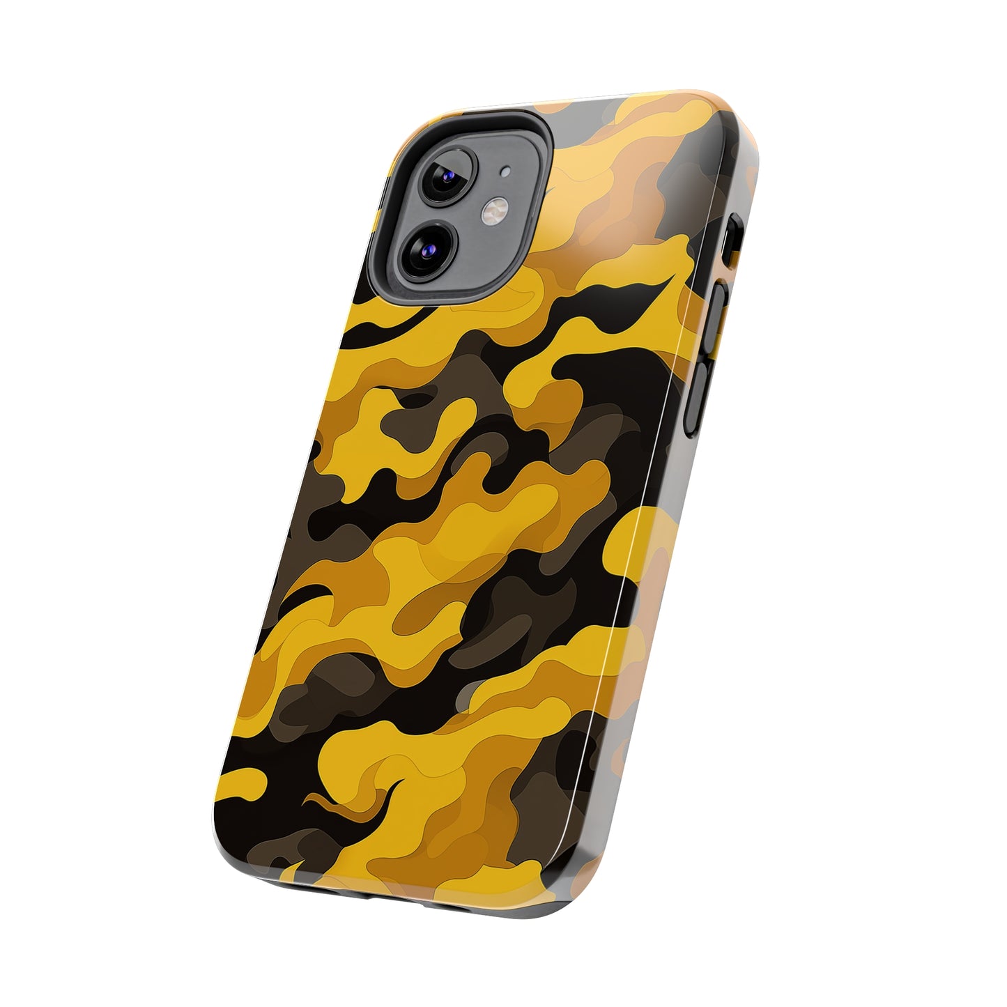 Yellow Camouflage, iPhone 7, 8, X, 11, 12, 13, 14, 15+ case.