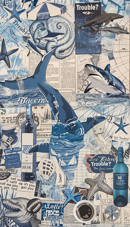 FREE Wallpaper: Blue fish collage 02